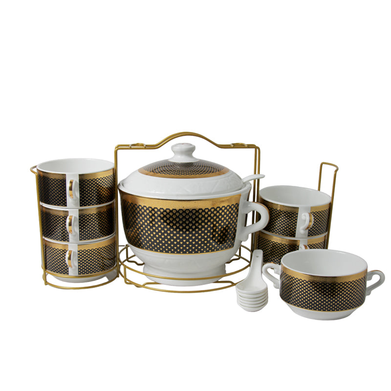 Soup Bowl Set W/Rack